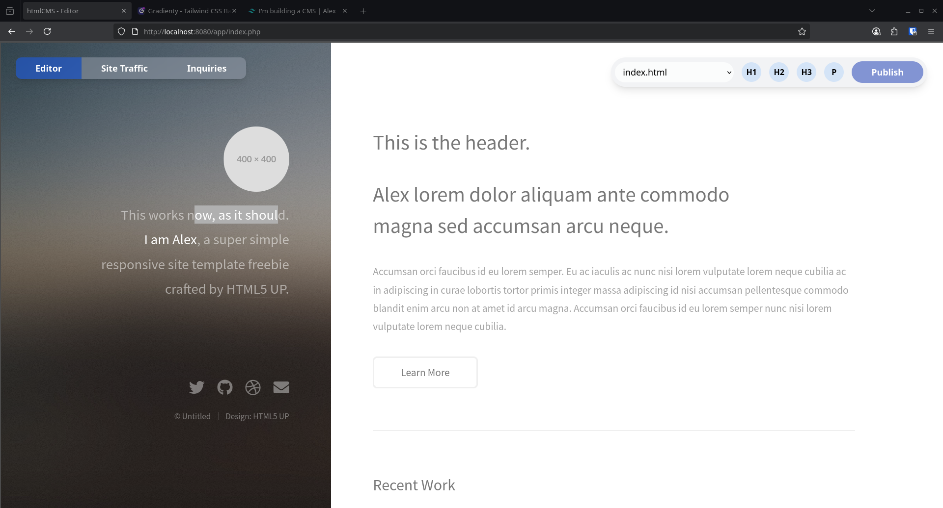 Screenshot of editing tools on a website