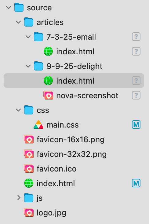 Image of a HTML/CSS file structure