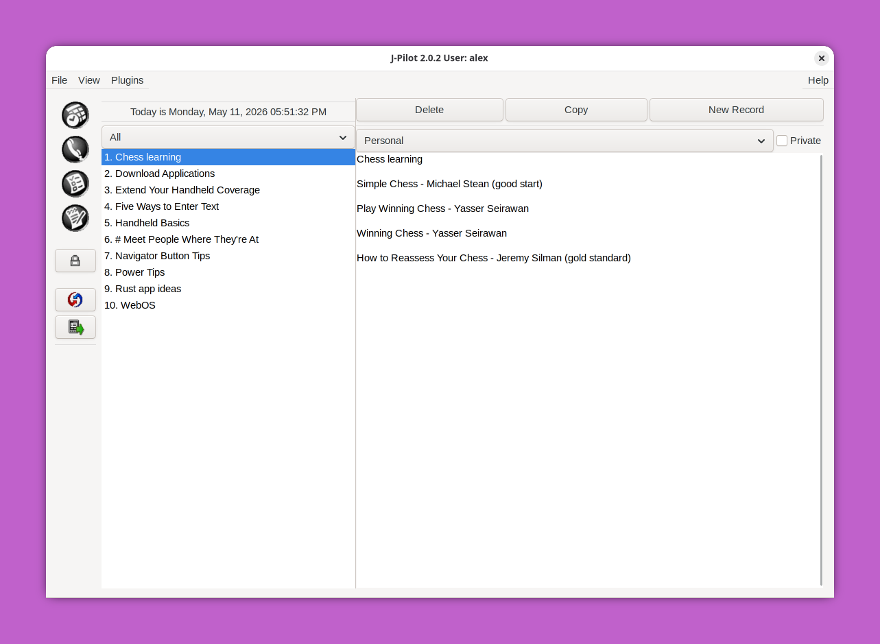 Screenshot of JPilot