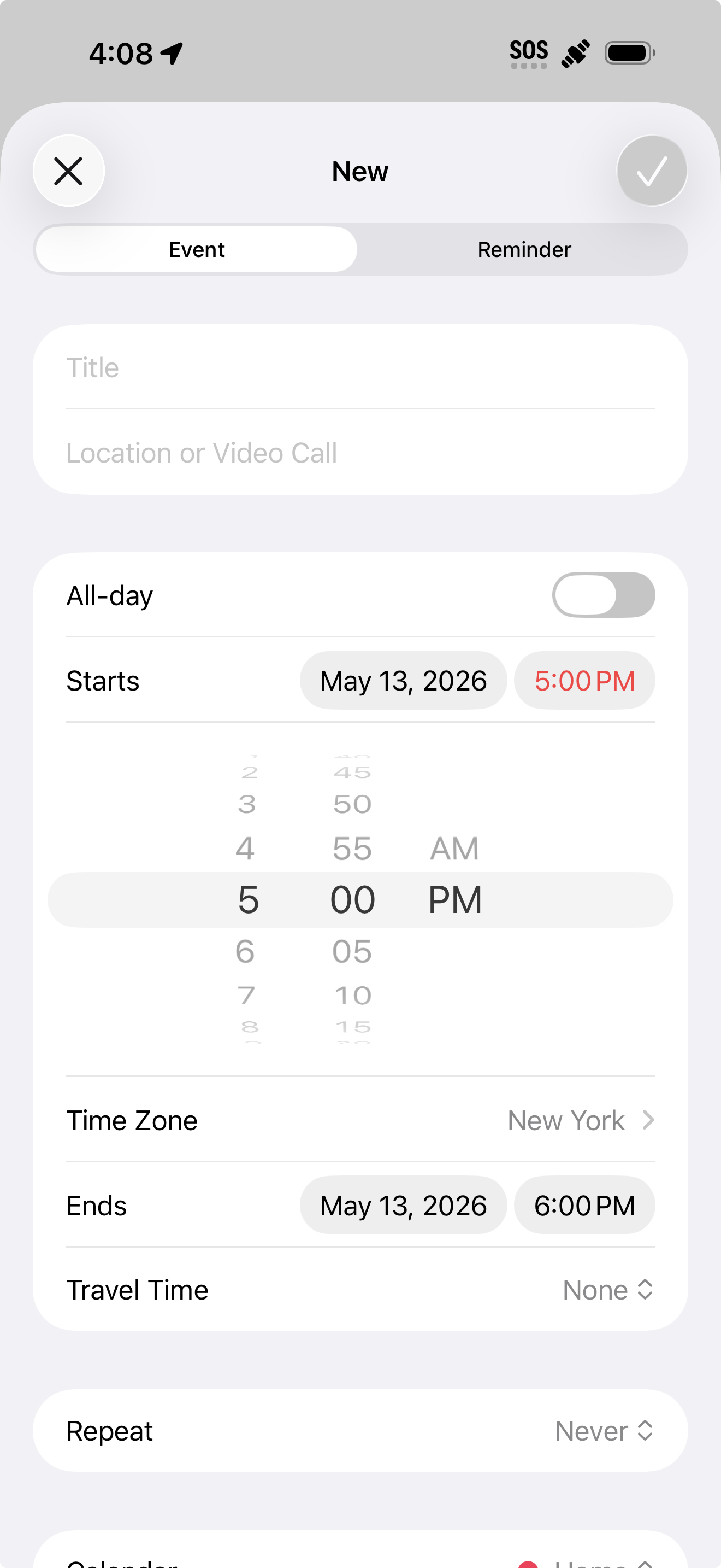 Time picker on iOS