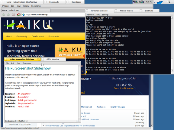 Screenshot of desktop with stacked windows
