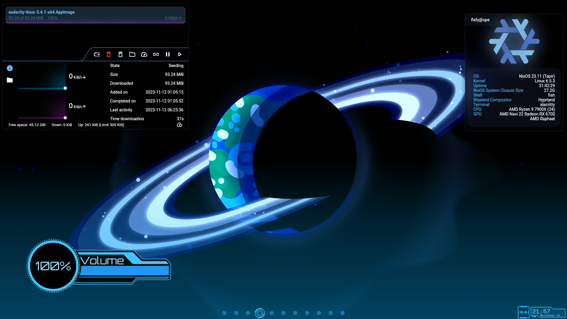Screenshot of a tiling window manager